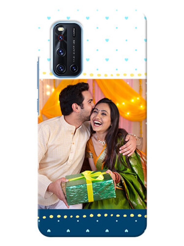 Custom Vivo V19 Phone Covers: White and Blue Abstract Design