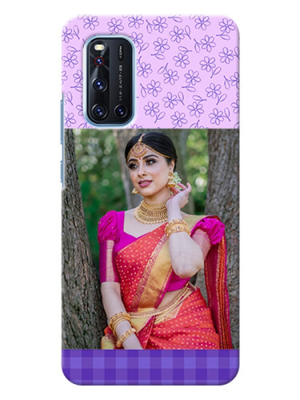 Custom Vivo V19 Mobile Cases: Purple Floral Design