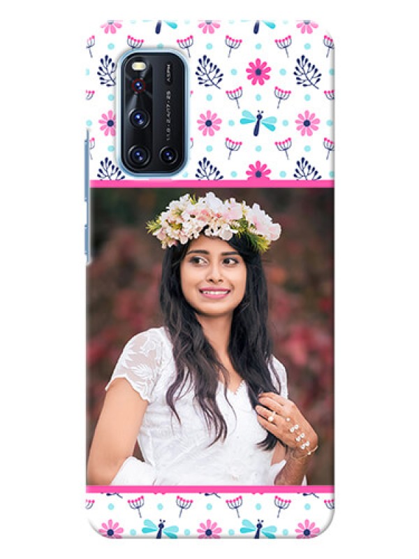 Custom Vivo V19 Mobile Covers: Colorful Flower Design