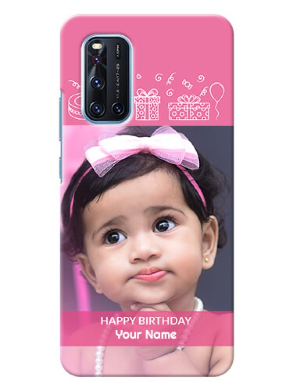 Custom Vivo V19 Custom Mobile Cover with Birthday Line Art Design