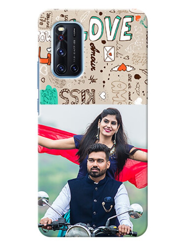 Custom Vivo V19 Personalised mobile covers: Love Doodle Pattern 