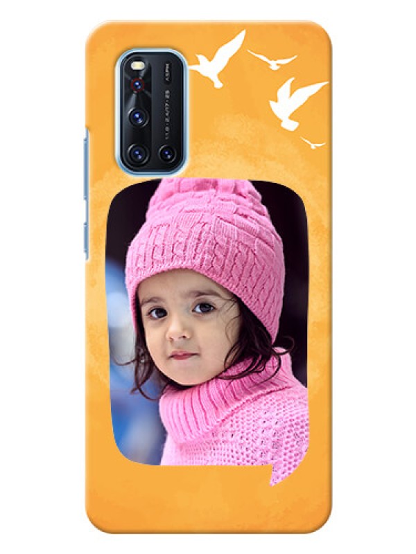Custom Vivo V19 Phone Covers: Water Color Design with Bird Icons