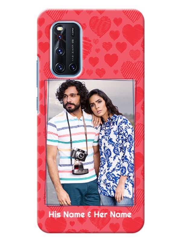 Custom Vivo V19 Mobile Back Covers: with Red Heart Symbols Design