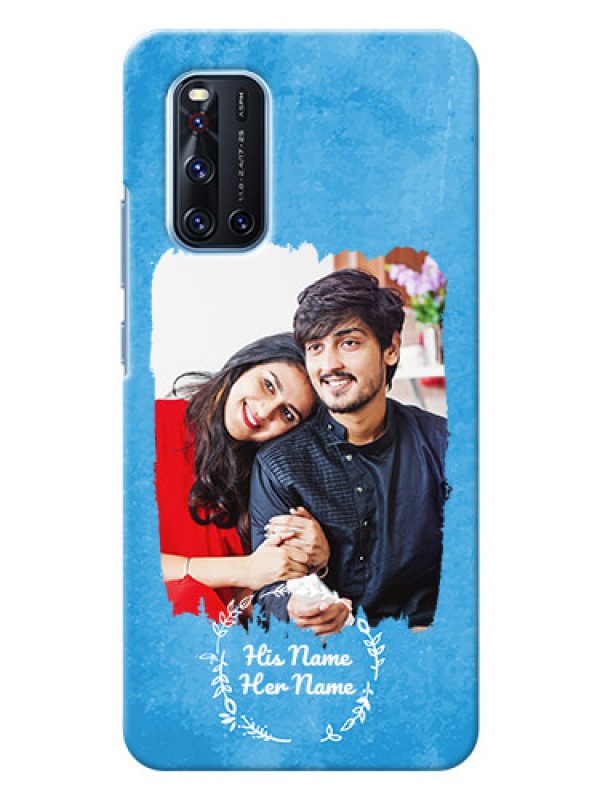 Custom Vivo V19 custom mobile cases: Blue Color Vintage Design
