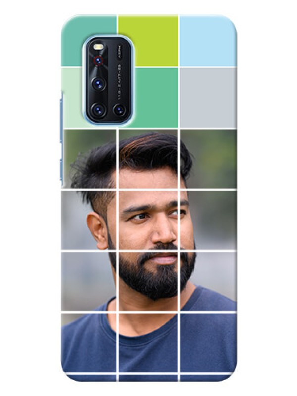 Custom Vivo V19 personalised phone covers with white box pattern 