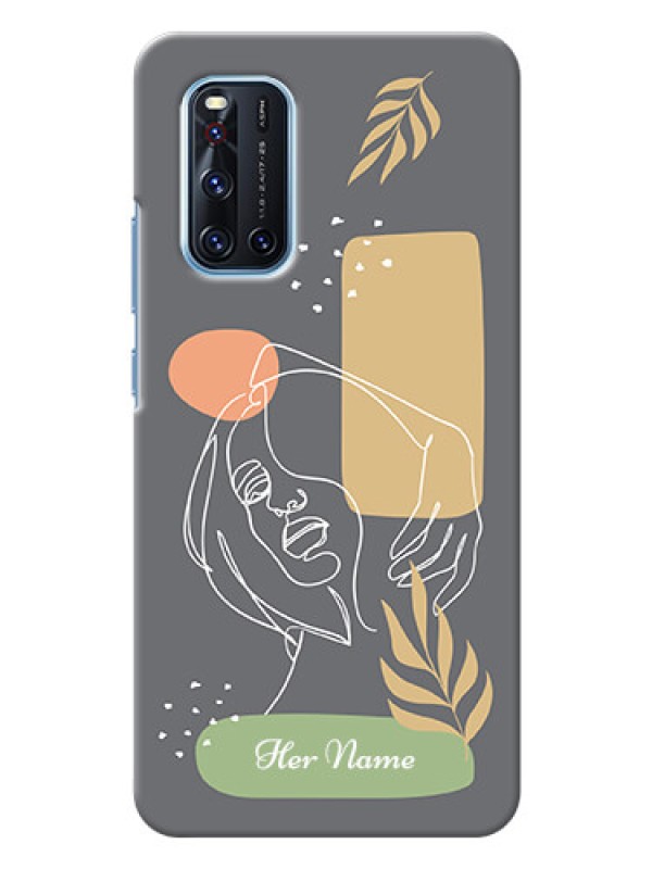 Custom Vivo V19 Phone Back Covers: Gazing Woman line art Design