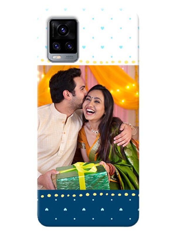 Custom Vivo V20 2021 Phone Covers: White and Blue Abstract Design