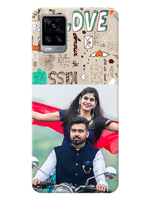 Custom Vivo V20 2021 Personalised mobile covers: Love Doodle Pattern 