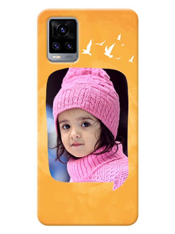 Custom Vivo V20 2021 Phone Covers: Water Color Design with Bird Icons