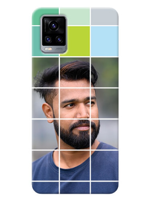 Custom Vivo V20 2021 personalised phone covers with white box pattern 