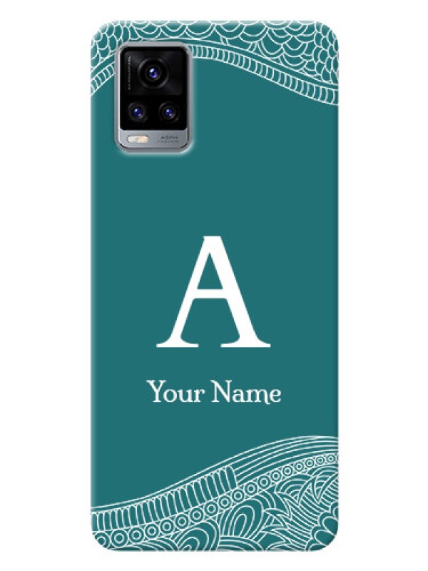 Custom Vivo V20 2021 Mobile Back Covers: line art pattern with custom name Design