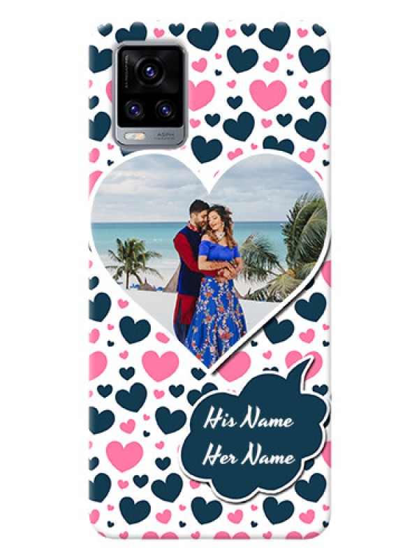 Custom Vivo V20 Pro Mobile Covers Online: Pink & Blue Heart Design