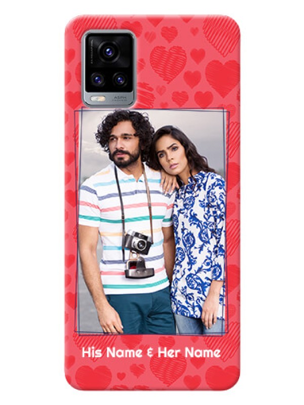 Custom Vivo V20 Pro Mobile Back Covers: with Red Heart Symbols Design