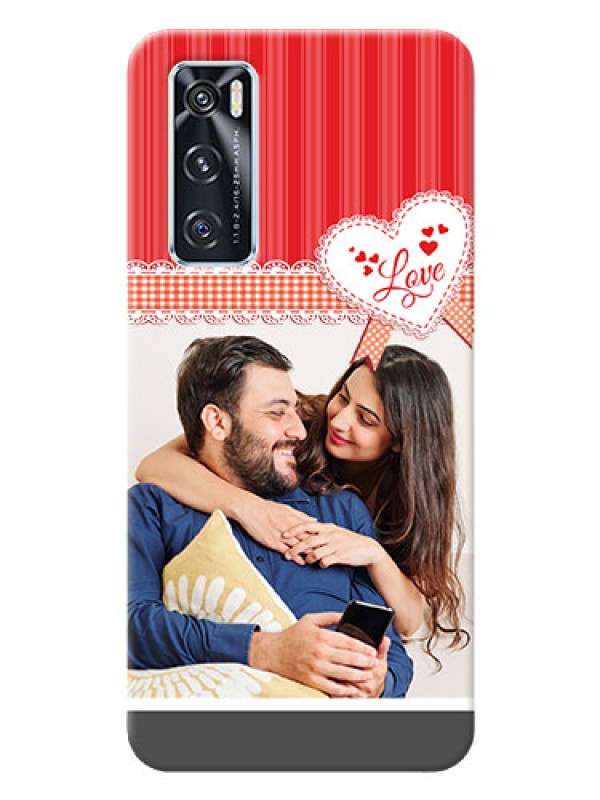Custom Vivo V20 SE phone cases online: Red Love Pattern Design