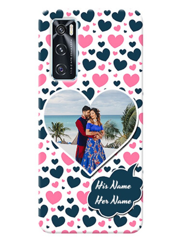 Custom Vivo V20 SE Mobile Covers Online: Pink & Blue Heart Design