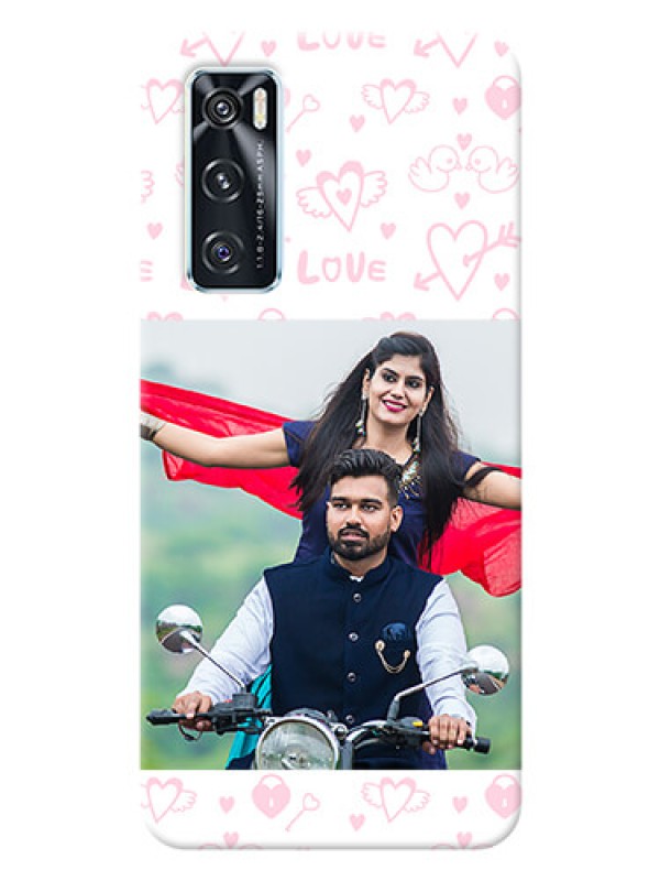Custom Vivo V20 SE personalized phone covers: Pink Flying Heart Design