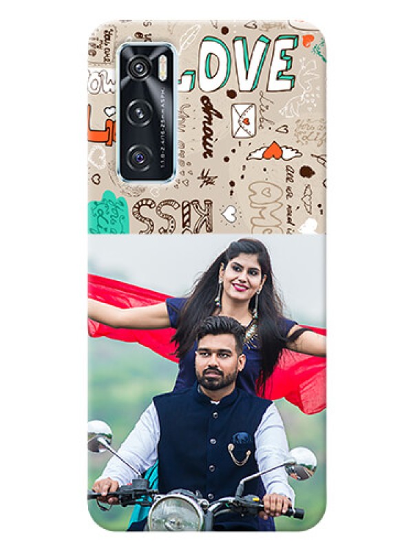 Custom Vivo V20 SE Personalised mobile covers: Love Doodle Pattern 