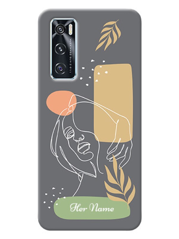 Custom Vivo V20 Se Phone Back Covers: Gazing Woman line art Design