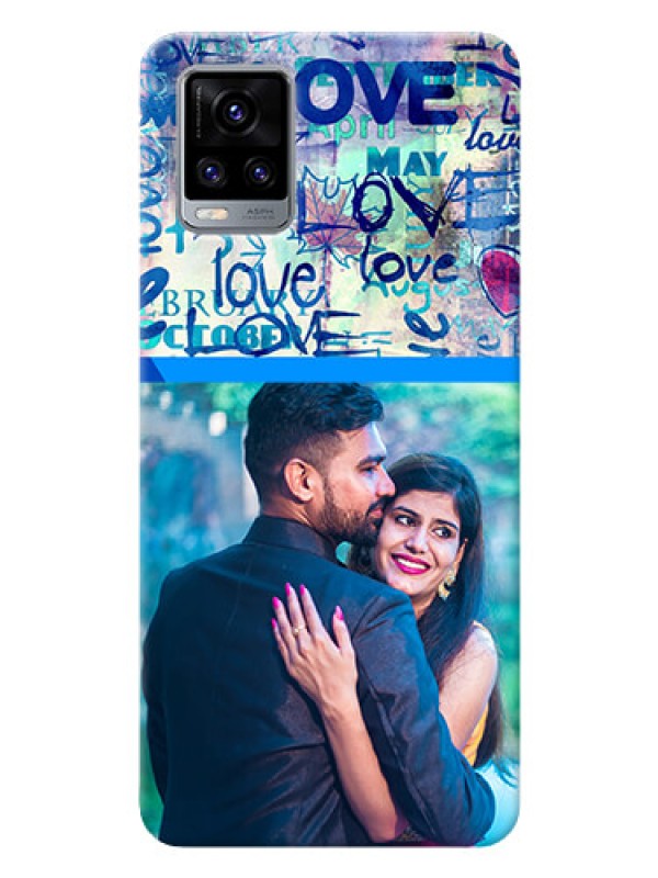 Custom Vivo V20 Mobile Covers Online: Colorful Love Design