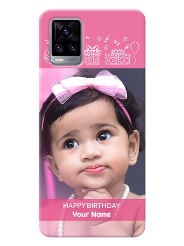 Custom Vivo V20 Custom Mobile Cover with Birthday Line Art Design