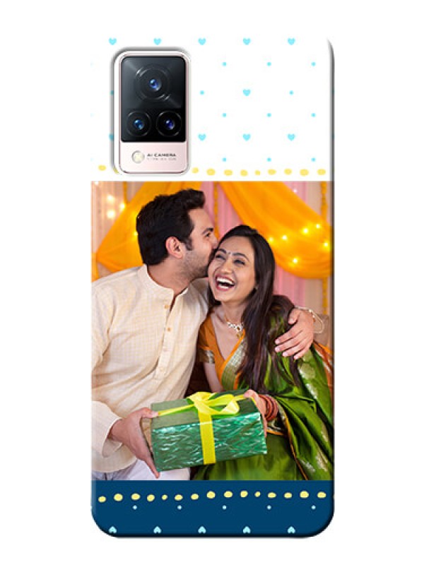 Custom Vivo V21 5G Phone Covers: White and Blue Abstract Design