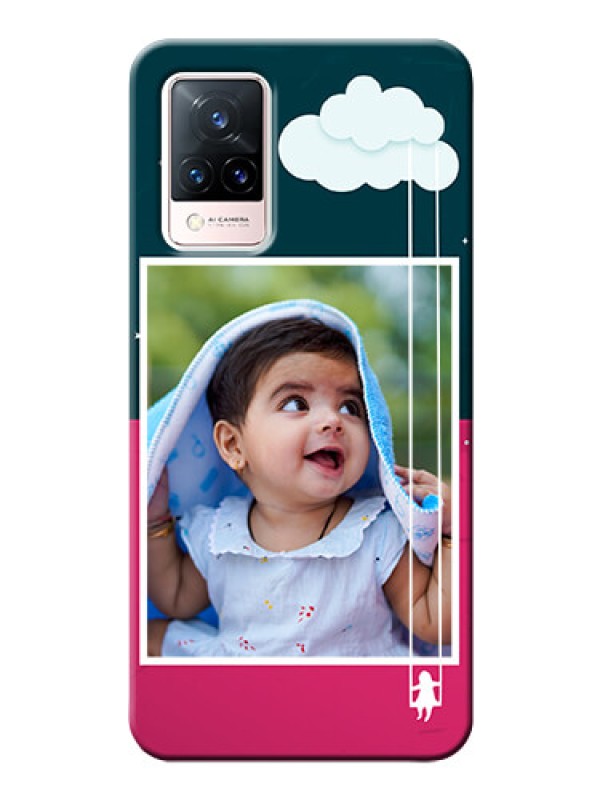 Custom Vivo V21 5G custom phone covers: Cute Girl with Cloud Design