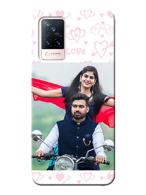 Custom Vivo V21 5G personalized phone covers: Pink Flying Heart Design