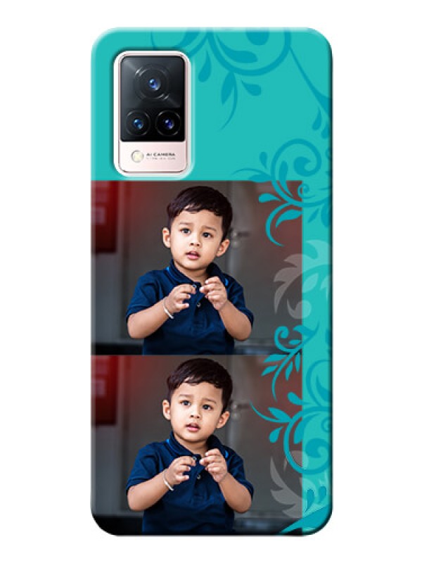 Custom Vivo V21 5G Mobile Cases with Photo and Green Floral Design 