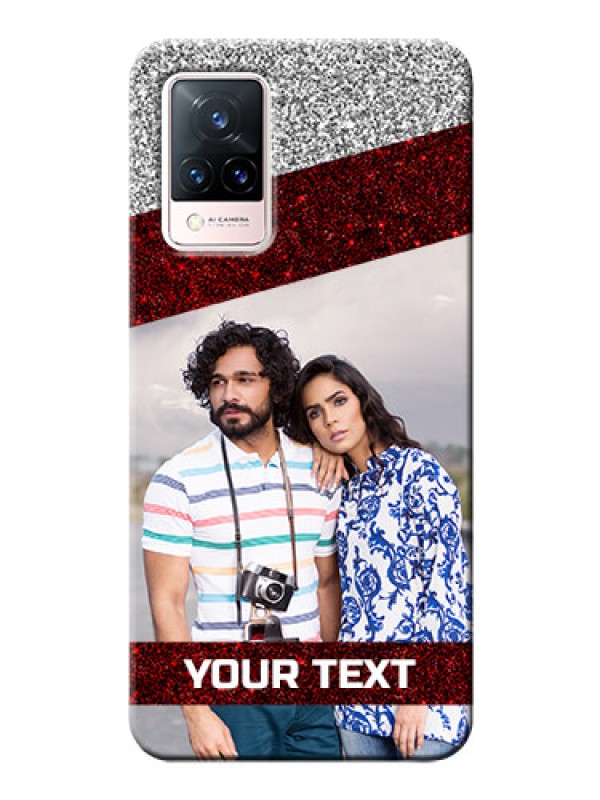 Custom Vivo V21 5G Mobile Cases: Image Holder with Glitter Strip Design