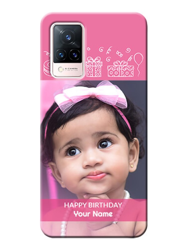 Custom Vivo V21 5G Custom Mobile Cover with Birthday Line Art Design