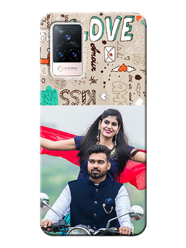 Custom Vivo V21 5G Personalised mobile covers: Love Doodle Pattern 