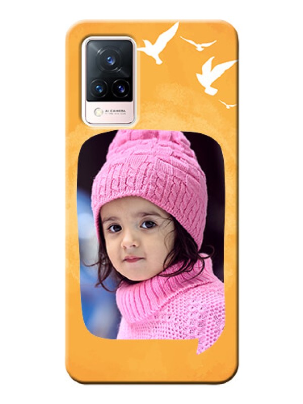 Custom Vivo V21 5G Phone Covers: Water Color Design with Bird Icons