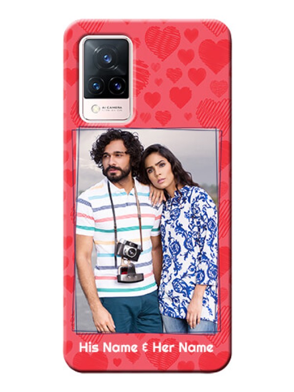 Custom Vivo V21 5G Mobile Back Covers: with Red Heart Symbols Design