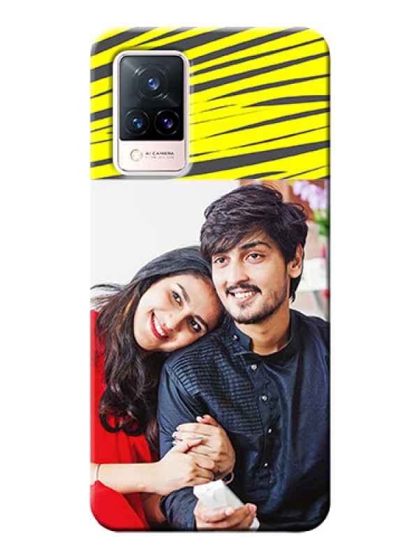Custom Vivo V21 5G Personalised mobile covers: Yellow Abstract Design