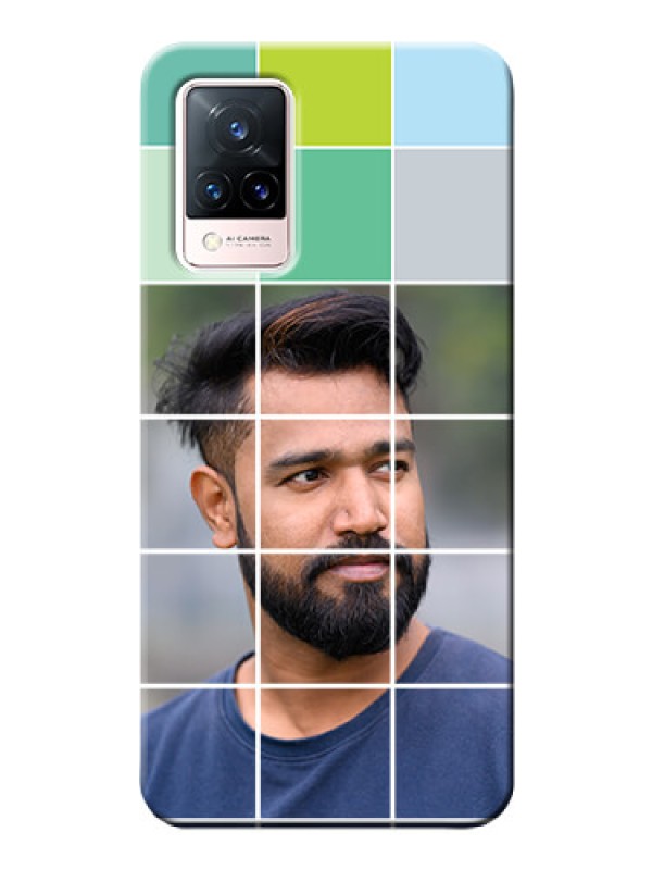 Custom Vivo V21 5G personalised phone covers with white box pattern 