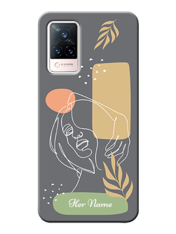 Custom Vivo V21 5G Phone Back Covers: Gazing Woman line art Design