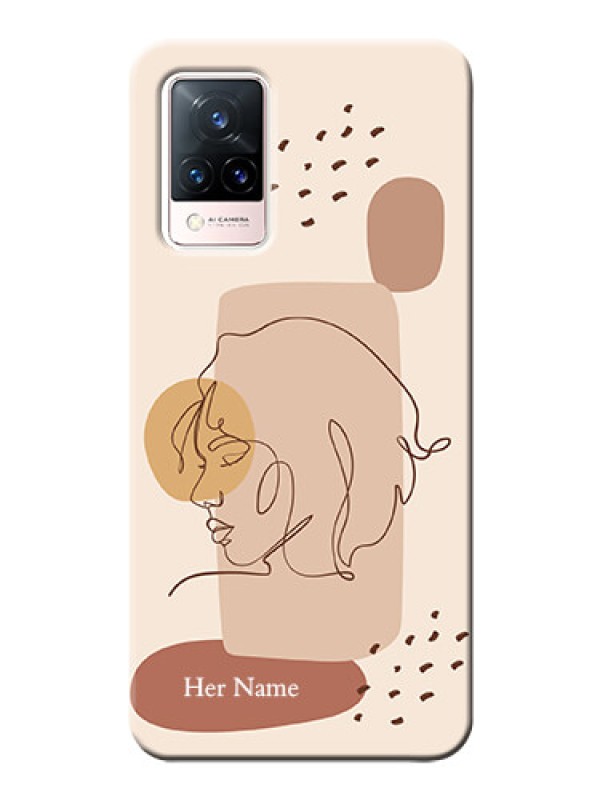 Custom Vivo V21 5G Custom Phone Covers: Calm Woman line art Design