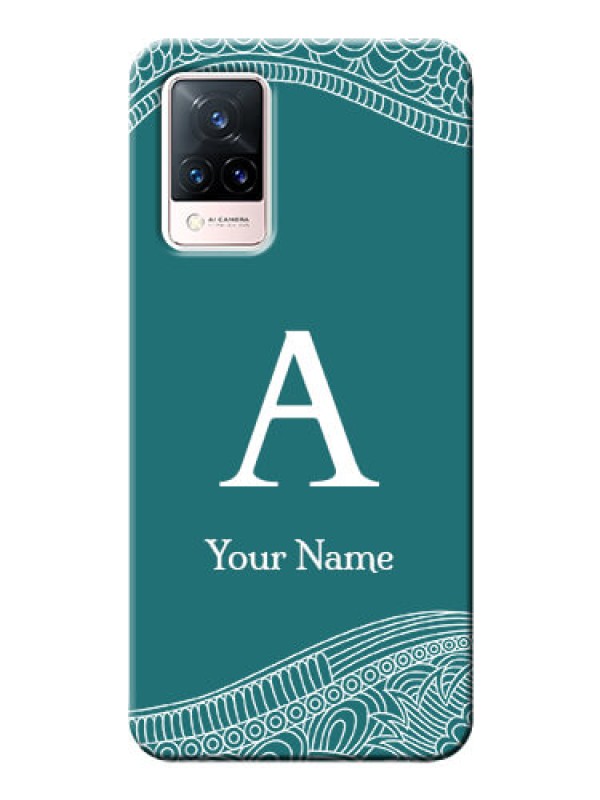 Custom Vivo V21 5G Mobile Back Covers: line art pattern with custom name Design
