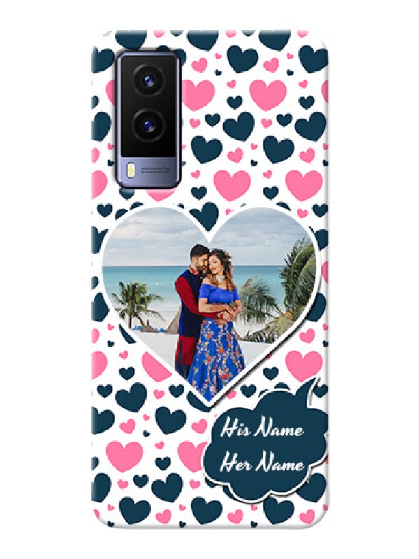 Custom Vivo V21E 5G Mobile Covers Online: Pink & Blue Heart Design