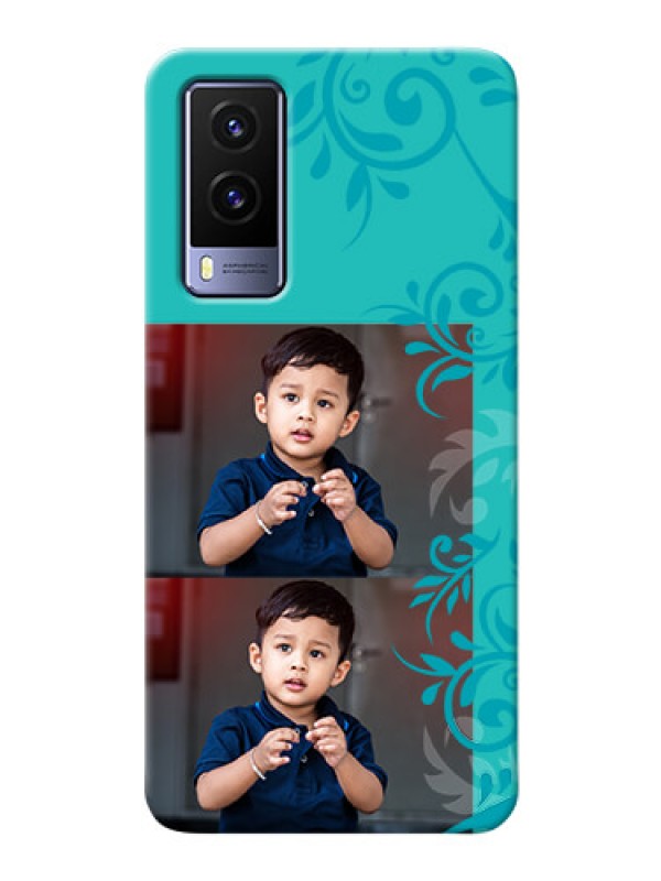 Custom Vivo V21E 5G Mobile Cases with Photo and Green Floral Design 