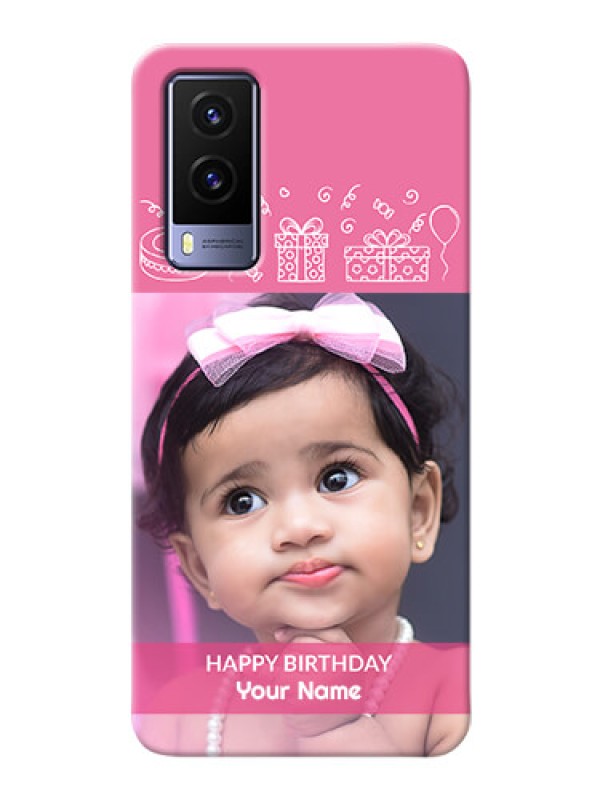Custom Vivo V21E 5G Custom Mobile Cover with Birthday Line Art Design