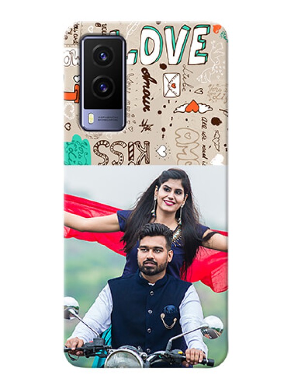 Custom Vivo V21E 5G Personalised mobile covers: Love Doodle Pattern 