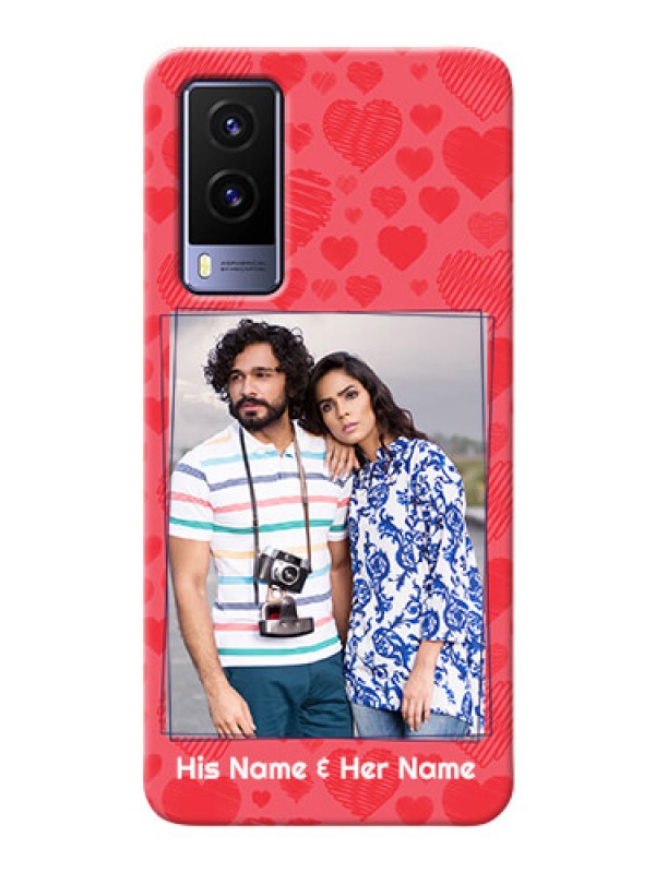 Custom Vivo V21E 5G Mobile Back Covers: with Red Heart Symbols Design