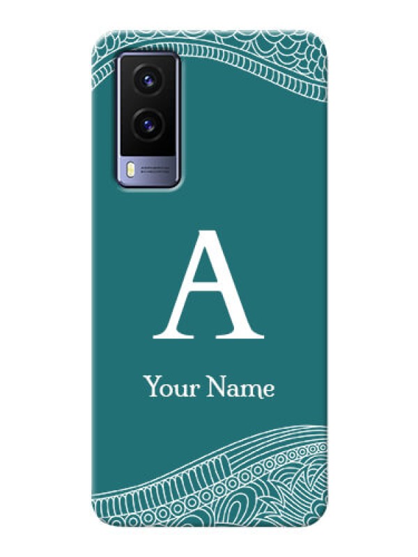 Custom Vivo V21E 5G Mobile Back Covers: line art pattern with custom name Design