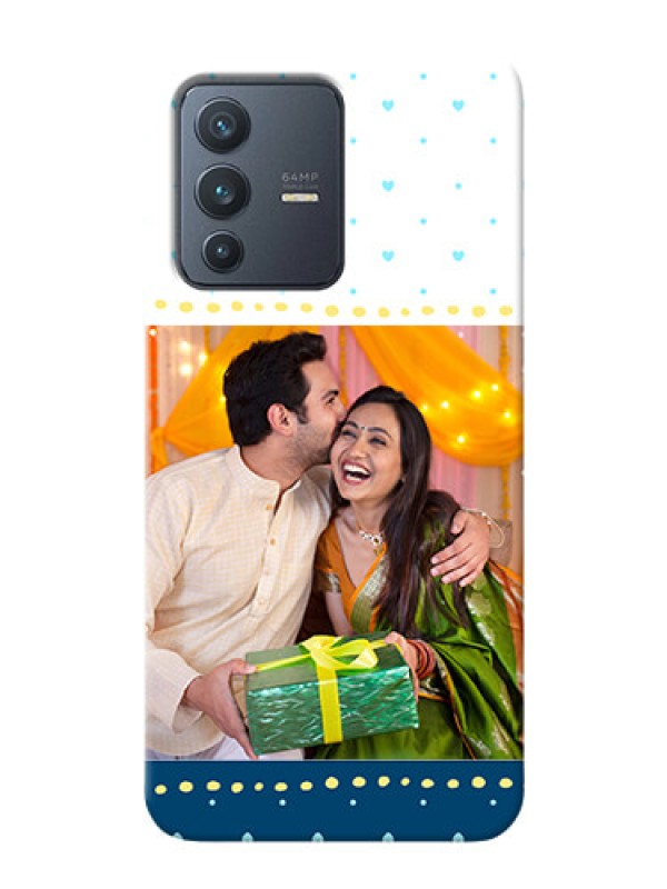 Custom Vivo V23 5G Phone Covers: White and Blue Abstract Design