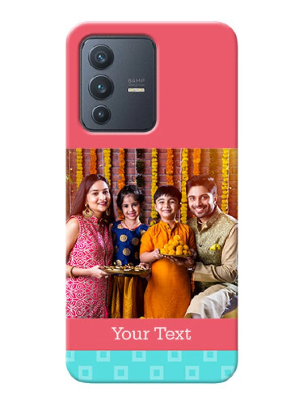 Custom Vivo V23 5G Mobile Back Covers: Peach & Blue Color Design