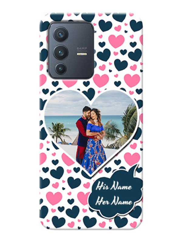 Custom Vivo V23 5G Mobile Covers Online: Pink & Blue Heart Design