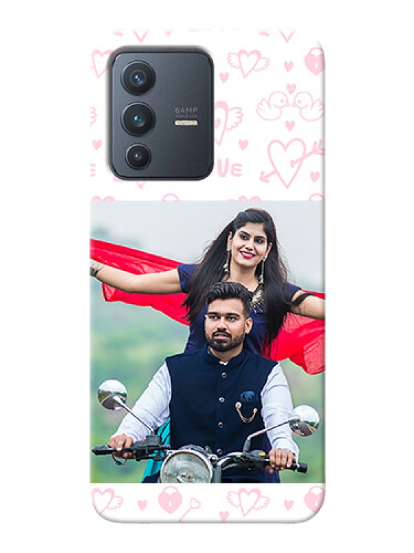 Custom Vivo V23 5G personalized phone covers: Pink Flying Heart Design