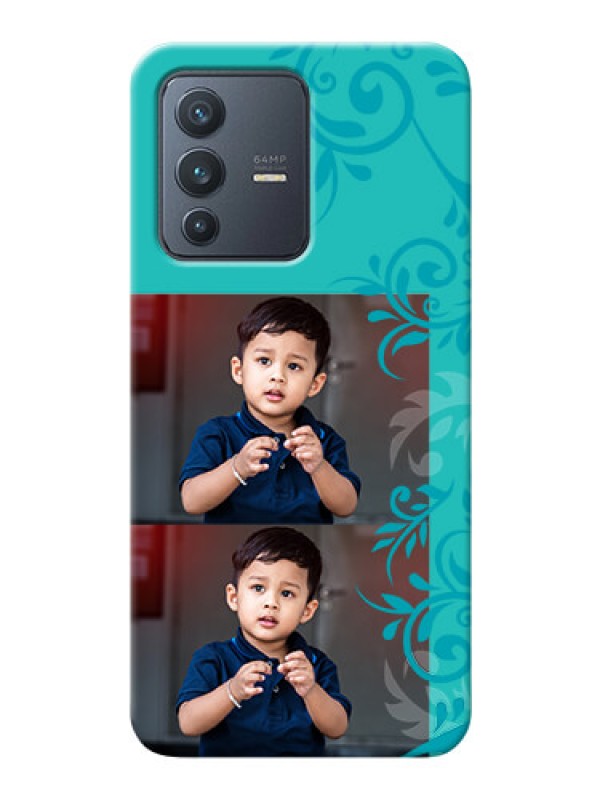 Custom Vivo V23 5G Mobile Cases with Photo and Green Floral Design 