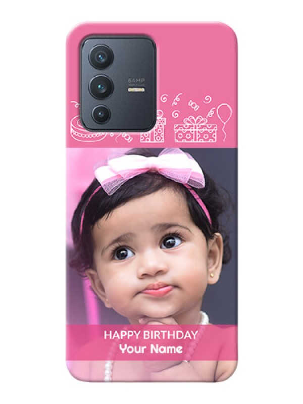Custom Vivo V23 5G Custom Mobile Cover with Birthday Line Art Design